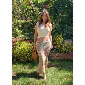 Vintage Silk Floral Slip Skirt — Sunday Honey Rework